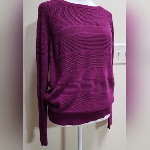 Banana Republic Mixed Textures Plum Purple Knit Pullover Sweater Size L